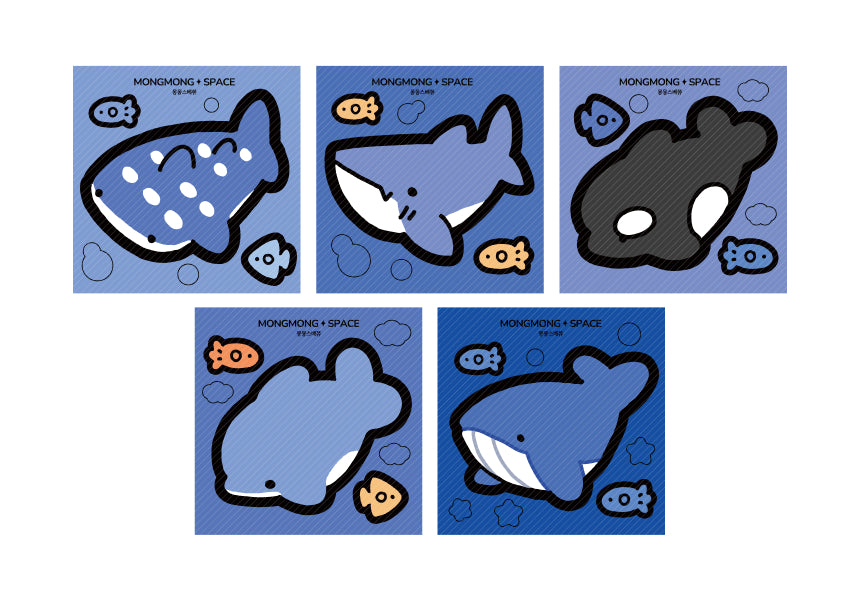 Giant Whale Friends Sticker Pack (Removable, 5 stickers)