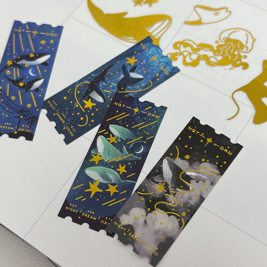 Glittering Golden Night Ticket Sticker