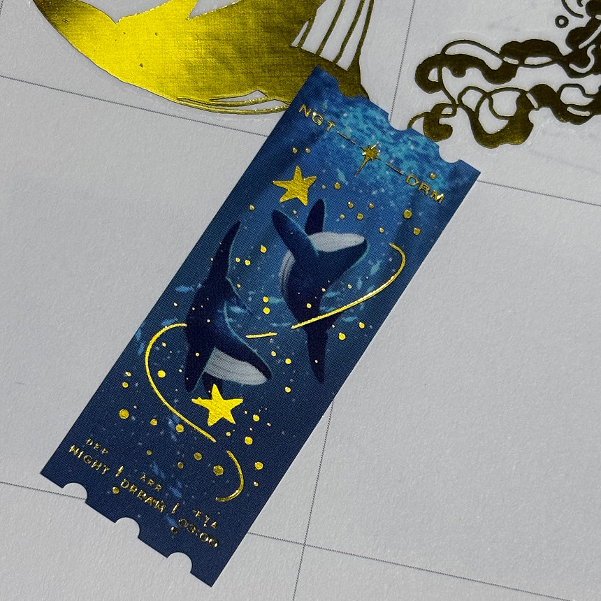 Glittering Golden Night Ticket Sticker