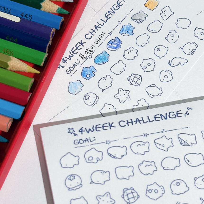 Sea Friends 4-Week Challenge Sticky Memo Pad (50 Sheets)