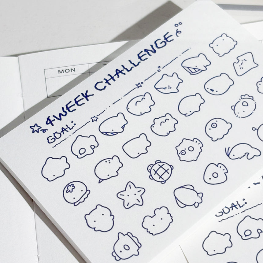 Sea Friends 4-Week Challenge Sticky Memo Pad (50 Sheets)