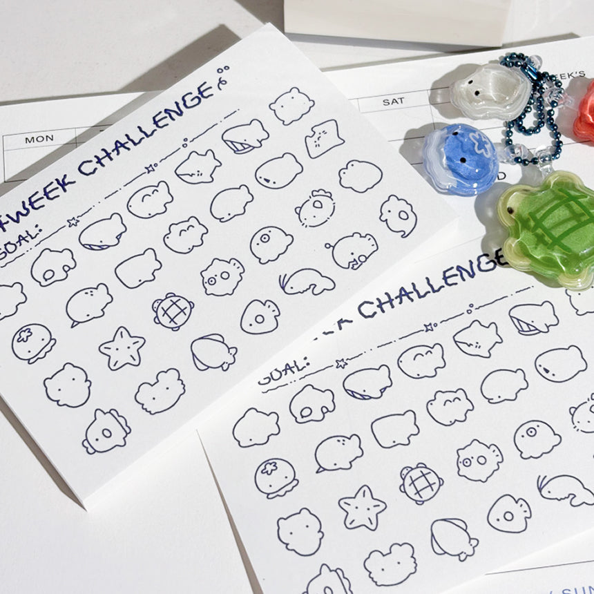 Sea Friends 4-Week Challenge Sticky Memo Pad (50 Sheets)