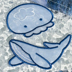 Floating Jellypi and Swimming Whale Fabric Bookmarks