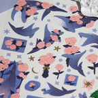 Pink Rose Whale Sticker