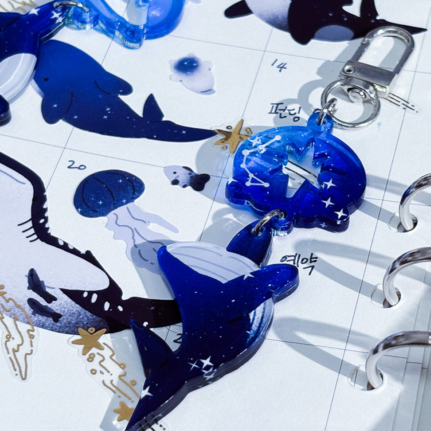 Blue Wave Whale Furin Acrylic Keychain
