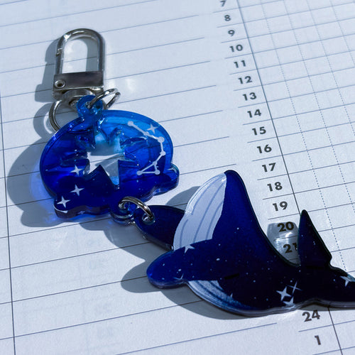 Blue Wave Whale Furin Acrylic Keychain