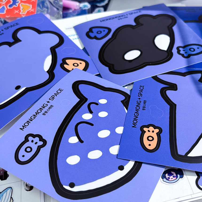 Giant Whale Friends Sticker Pack (Removable, 5 stickers)