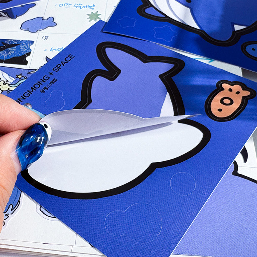 Giant Whale Friends Sticker Pack (Removable, 5 stickers)