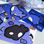 Giant Whale Friends Sticker Pack (Removable, 5 stickers)