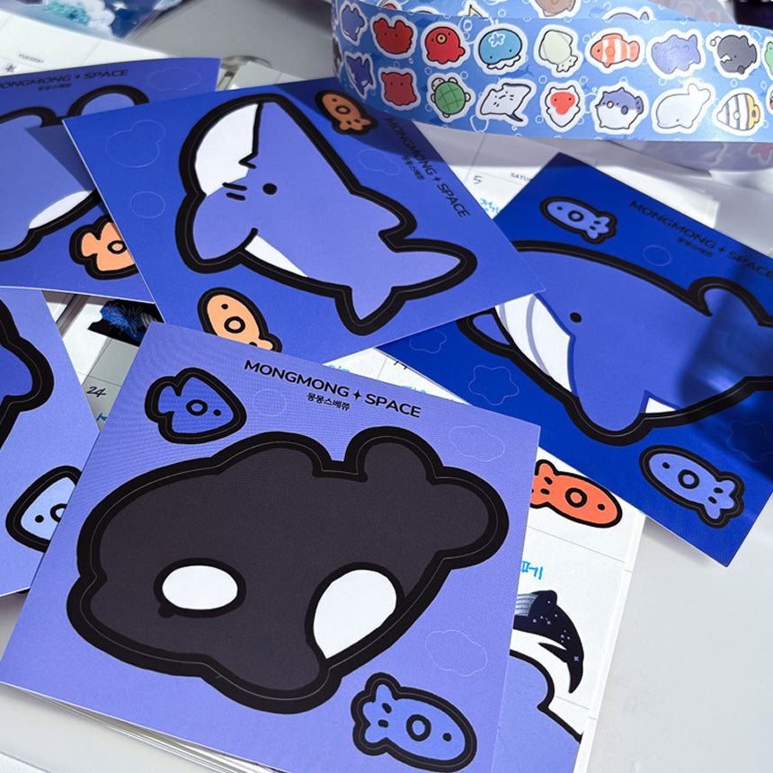 Giant Whale Friends Sticker Pack (Removable, 5 stickers)